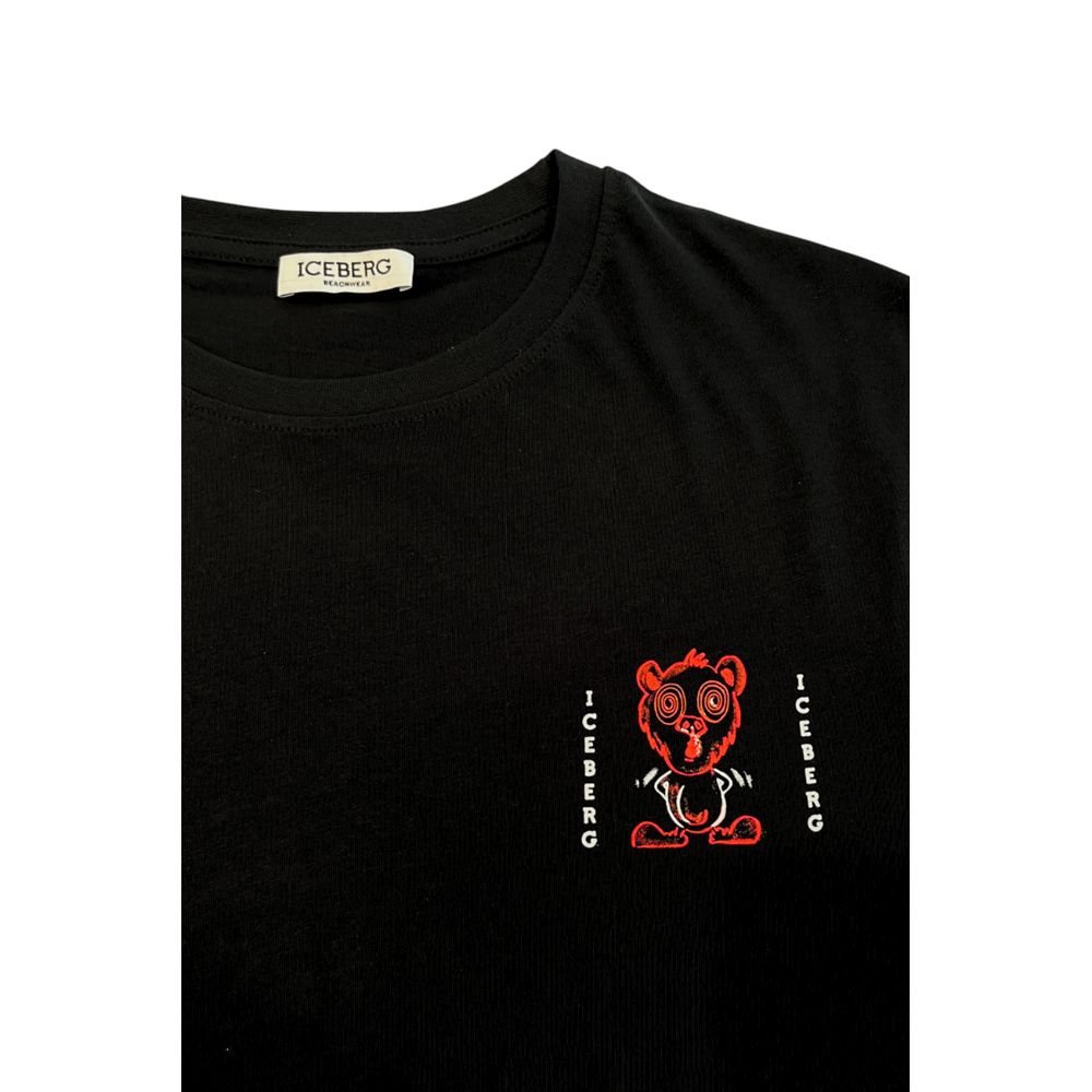 Iceberg Schwarzes Baumwolle Männer T-Shirt