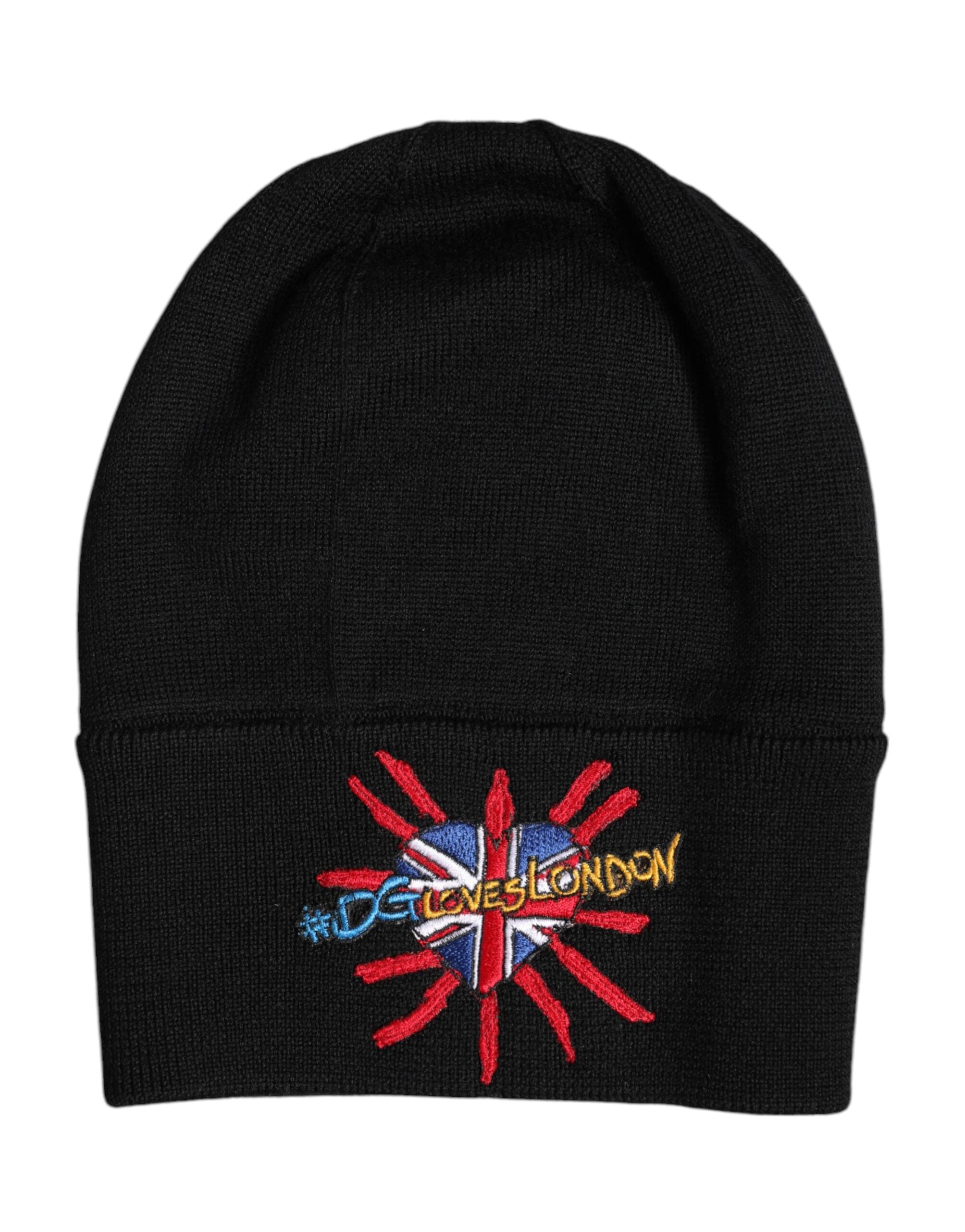 Dolce & Gabbana Schwarz #DGLOVESLONDON Gestrickte Beanie-Mütze