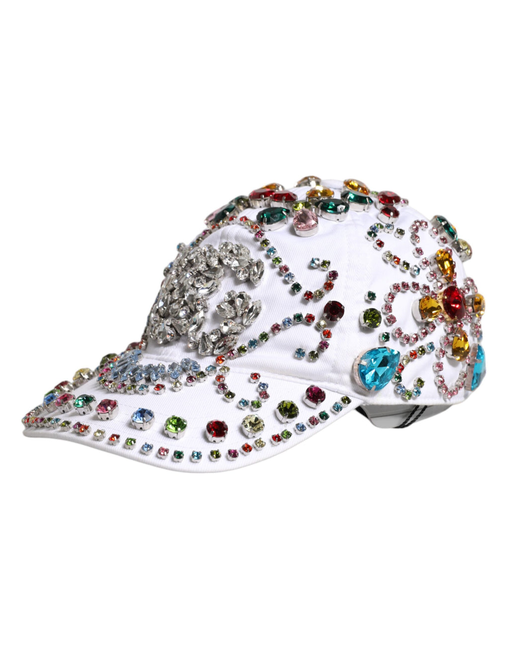 Dolce & Gabbana Weiße Multicolor Crystal verschönern Baseballkappe
