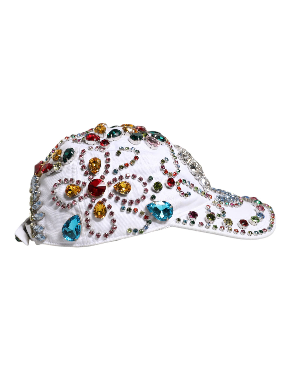 Dolce & Gabbana Weiße Multicolor Crystal verschönern Baseballkappe