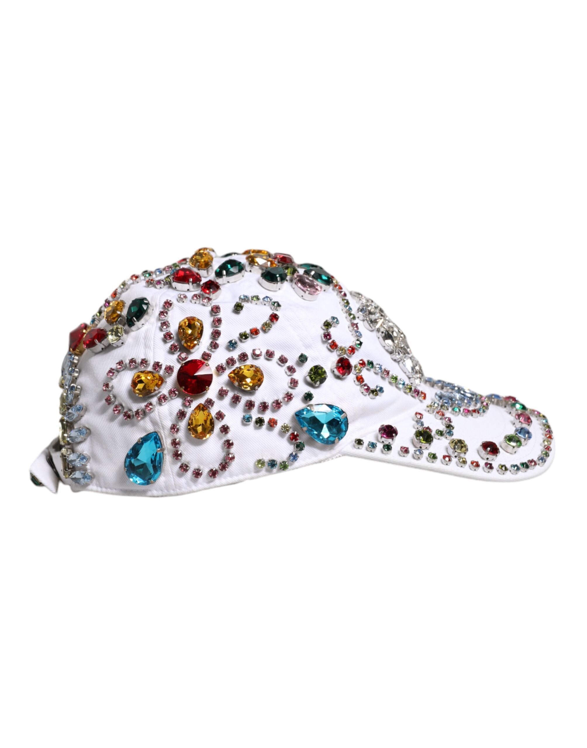 Dolce & Gabbana Weiße Multicolor Crystal verschönern Baseballkappe