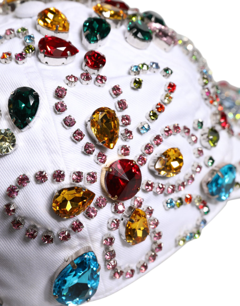 Dolce & Gabbana Weiße Multicolor Crystal verschönern Baseballkappe