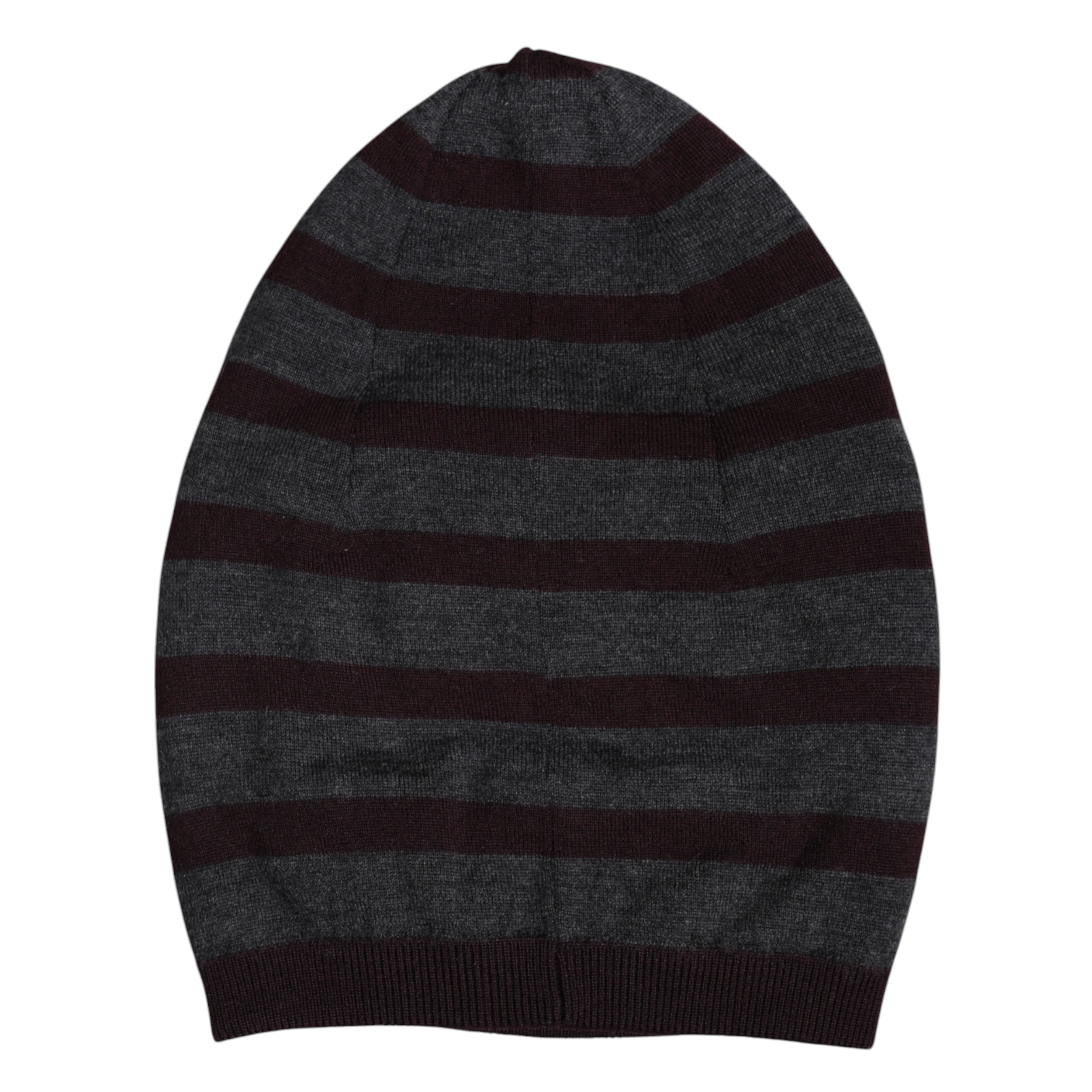 Dolce & Gabbana Graue gestreifte Wollstrickmütze Winter Beanie