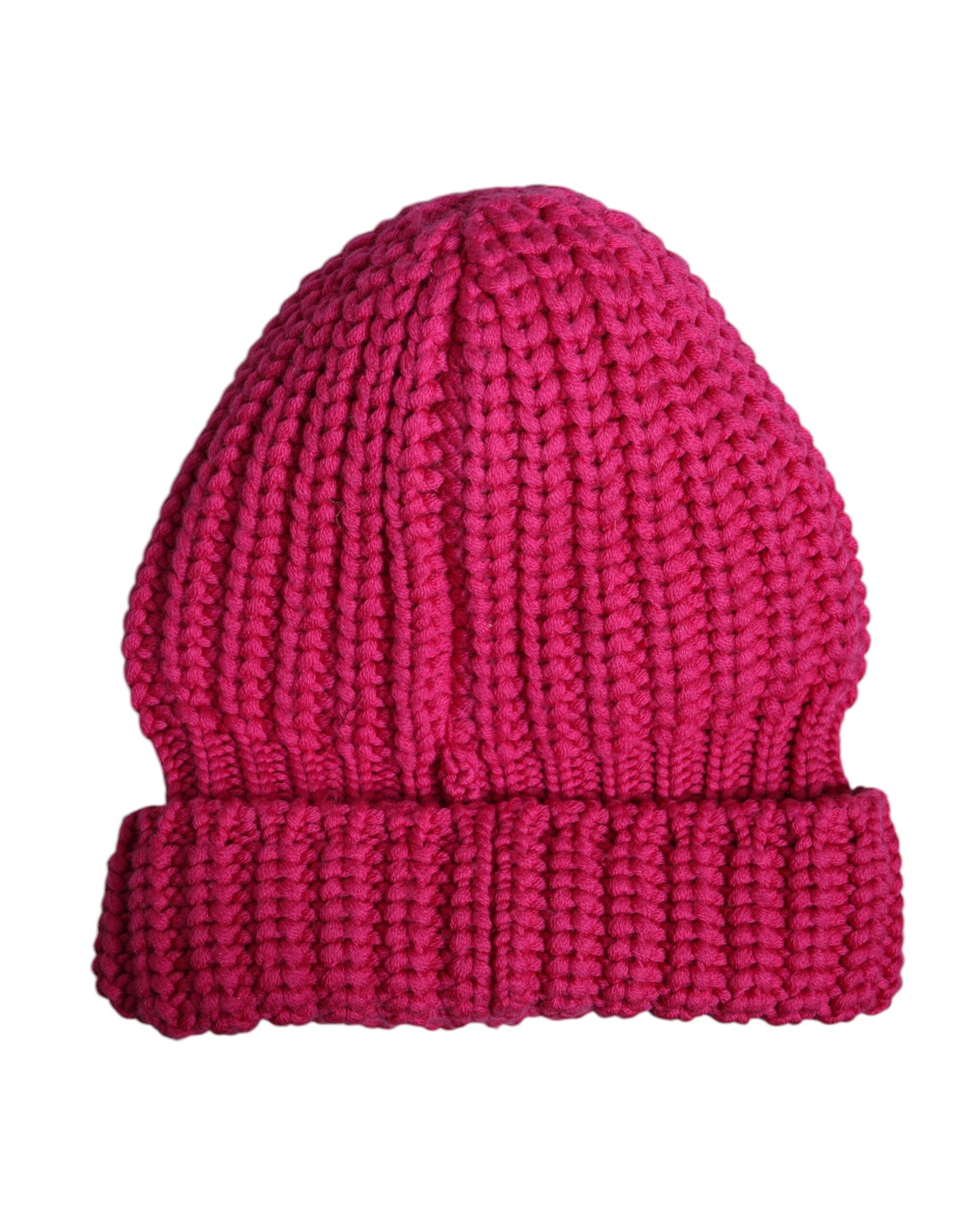 Dolce & Gabbana Rosa solide Wolle gestrickt Winter Beanie Hut