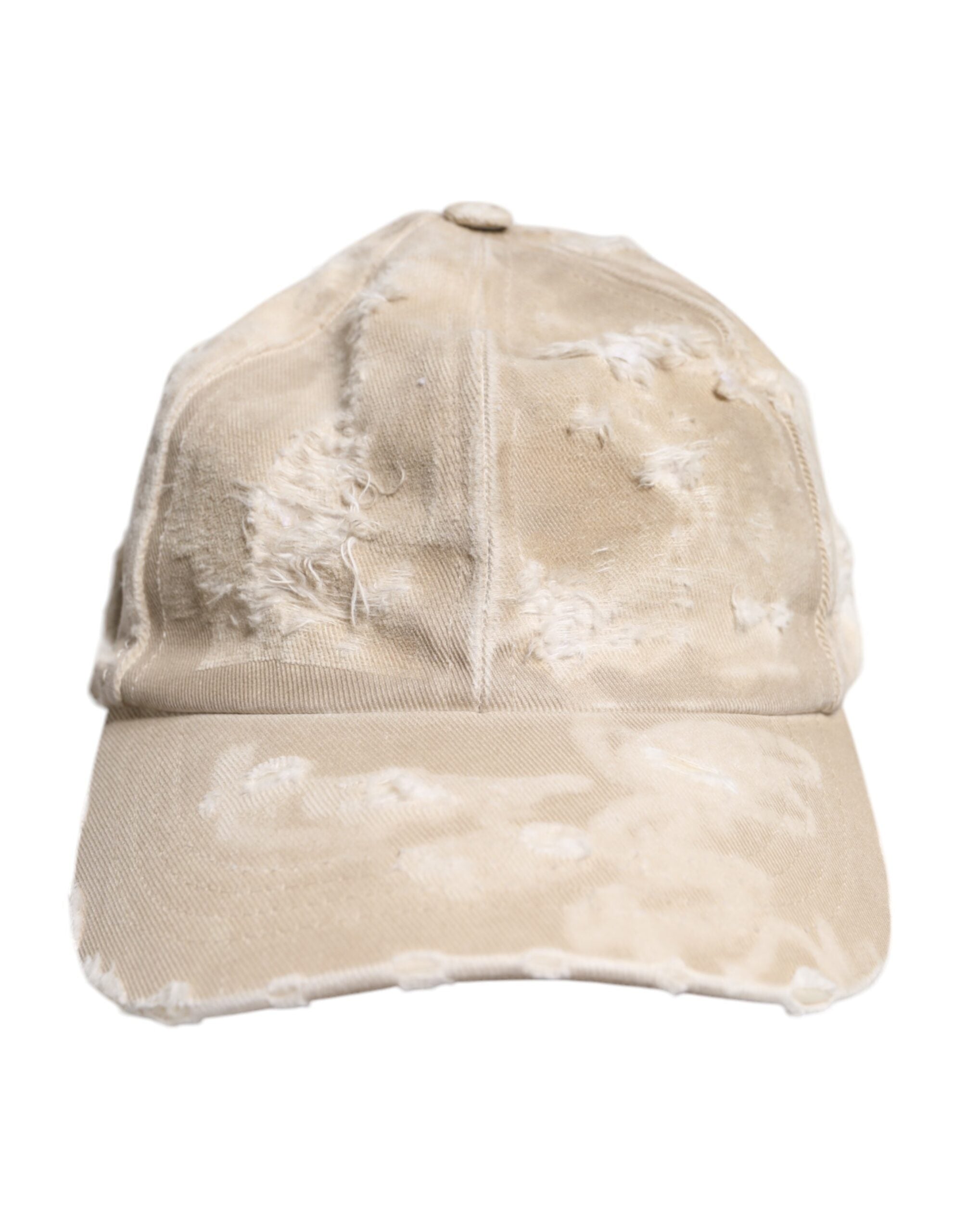 Dolce & Gabbana Beige zerfledderte Baumwolle 6 Panels Baseballmütze