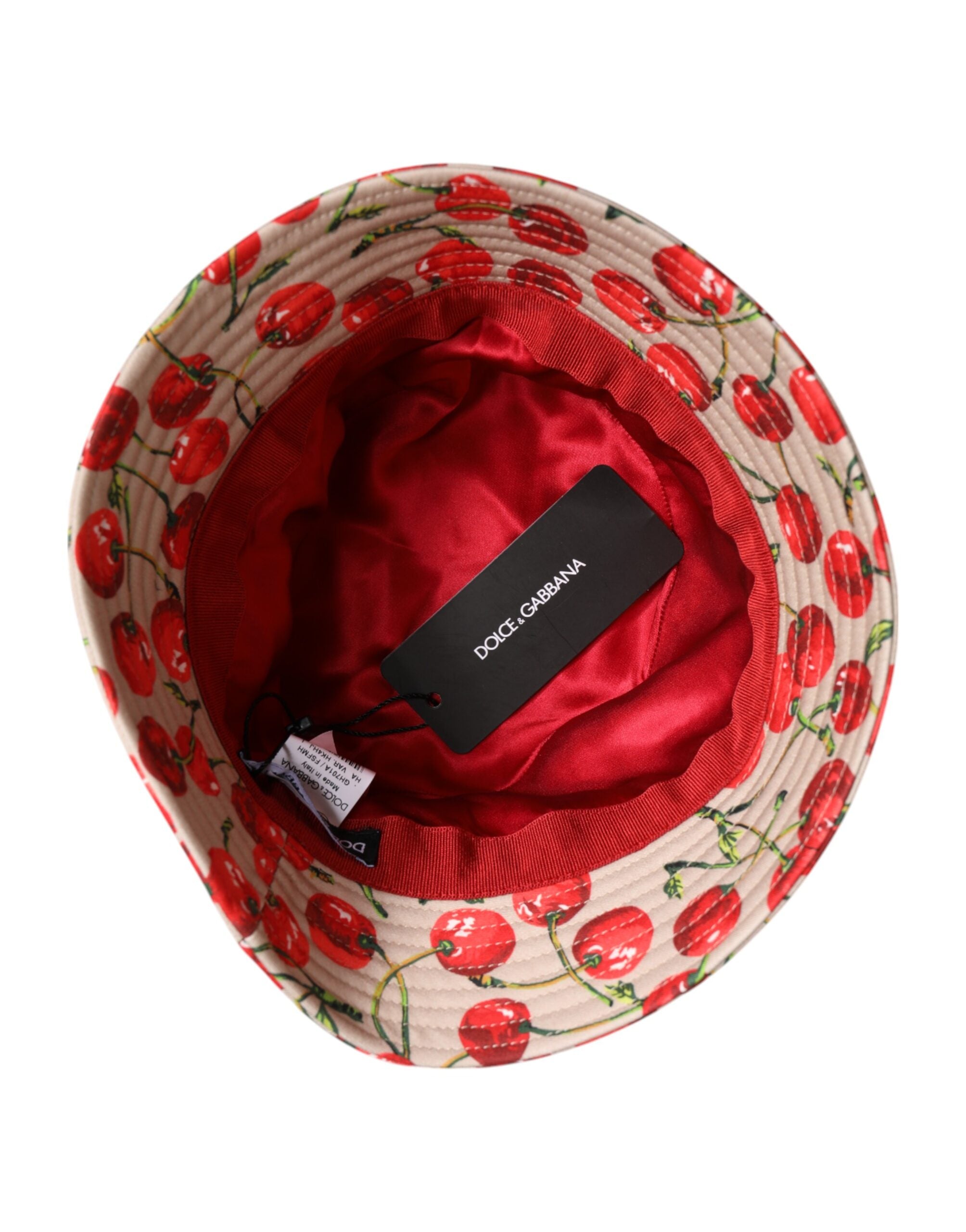 Dolce & Gabbana Beige Baumwolle bedruckt breite Krempe Eimer Hut