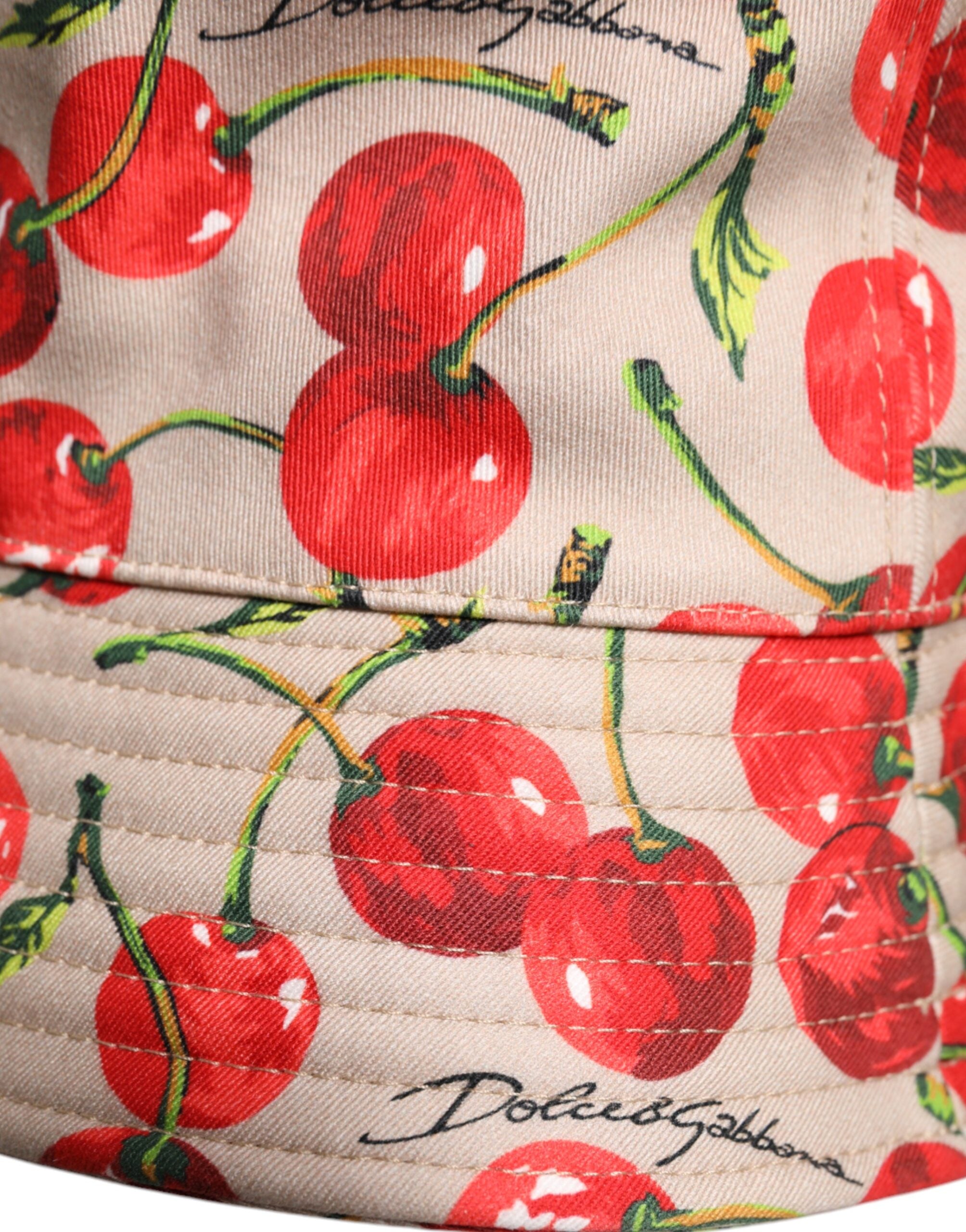 Dolce & Gabbana Beige Baumwolle bedruckt breite Krempe Eimer Hut