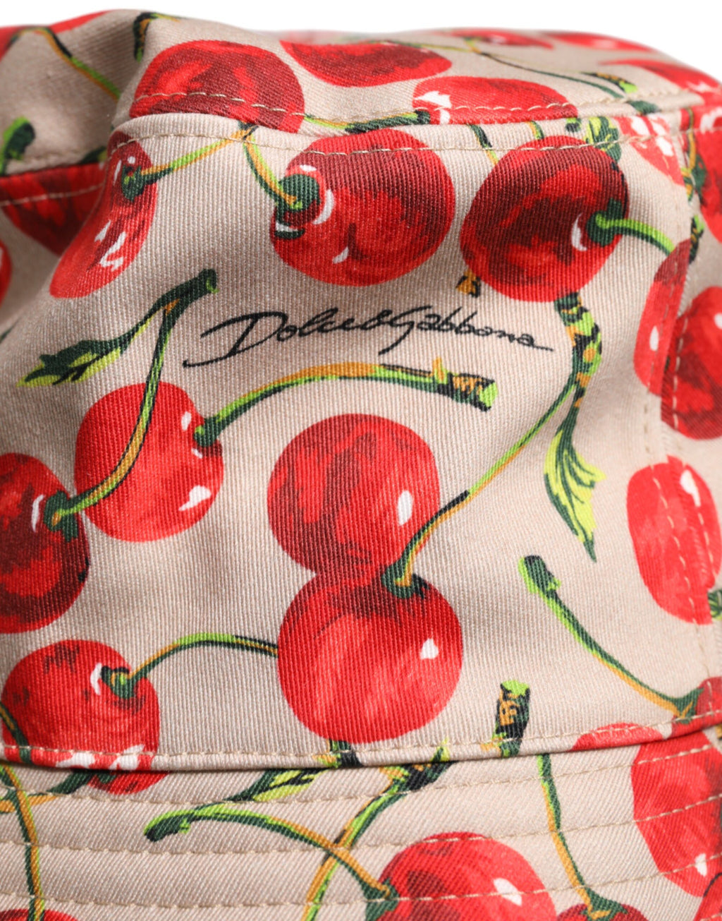 Dolce & Gabbana Beige Baumwolle bedruckt breite Krempe Eimer Hut