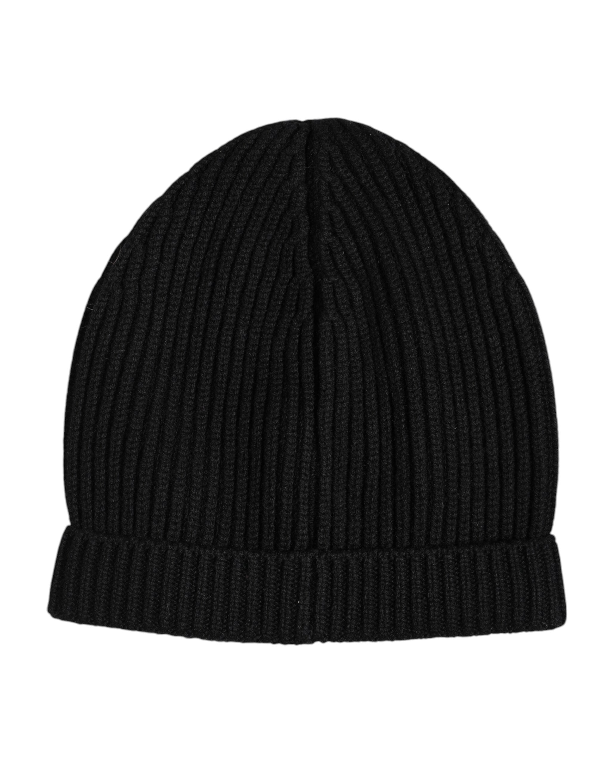 Dolce & Gabbana Schwarze Kaschmir-Strickmütze Winter Beanie
