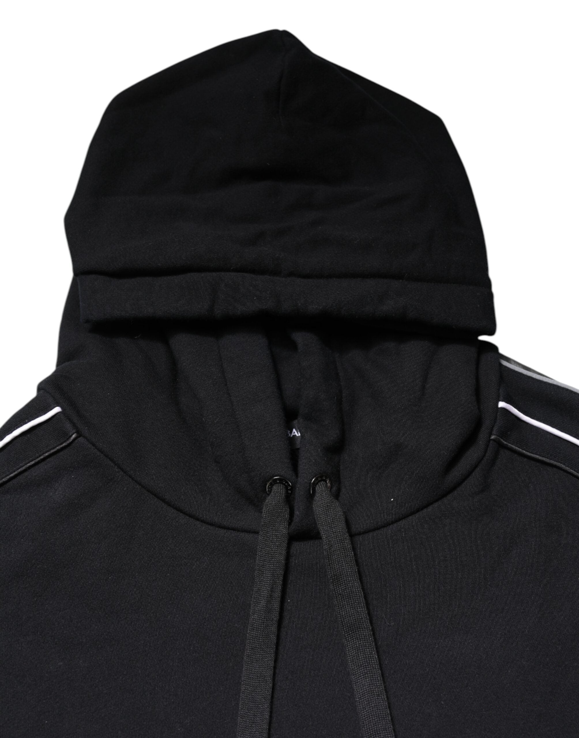 Dolce & Gabbana Black Cotton Logo Hooded Sweatshirt Sweater