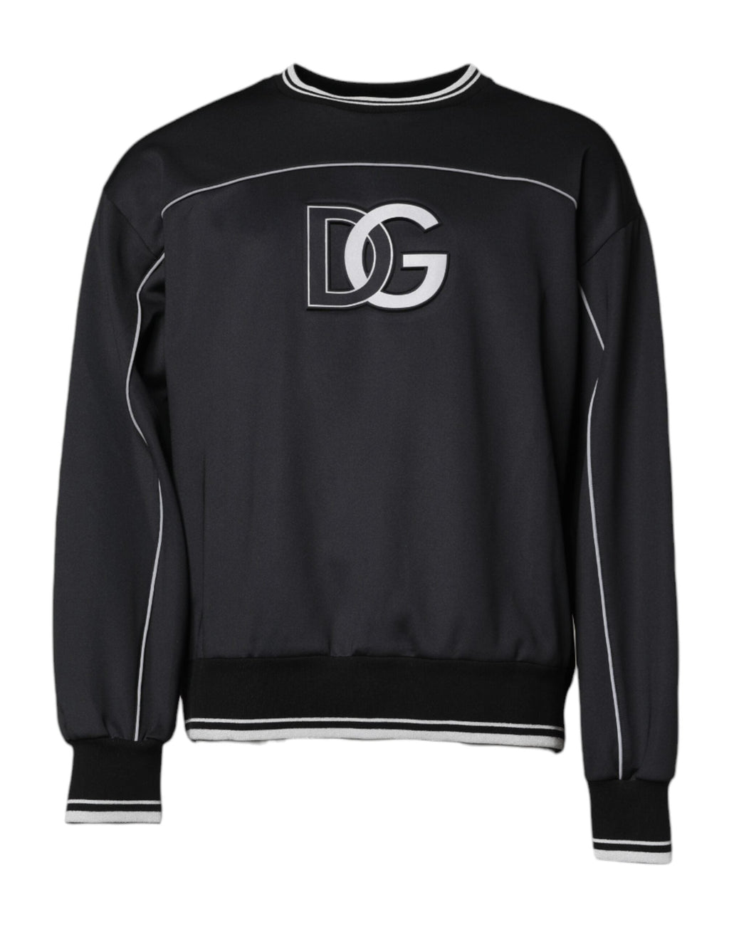Dolce & Gabbana Black Logo Polyester Crew Neck Men Pullover Sweater