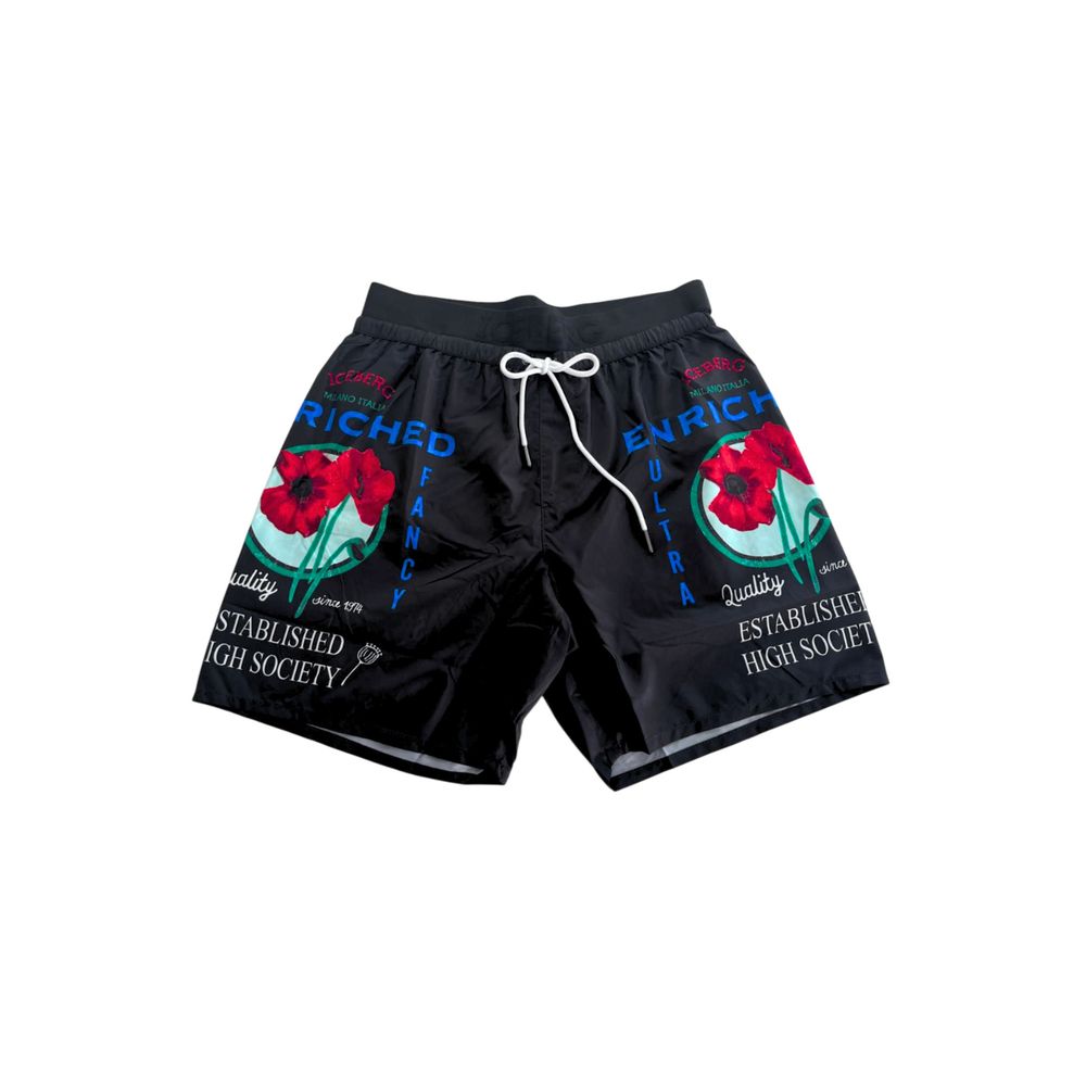 Iceberg Schwarze Polyester Herren Badeshorts