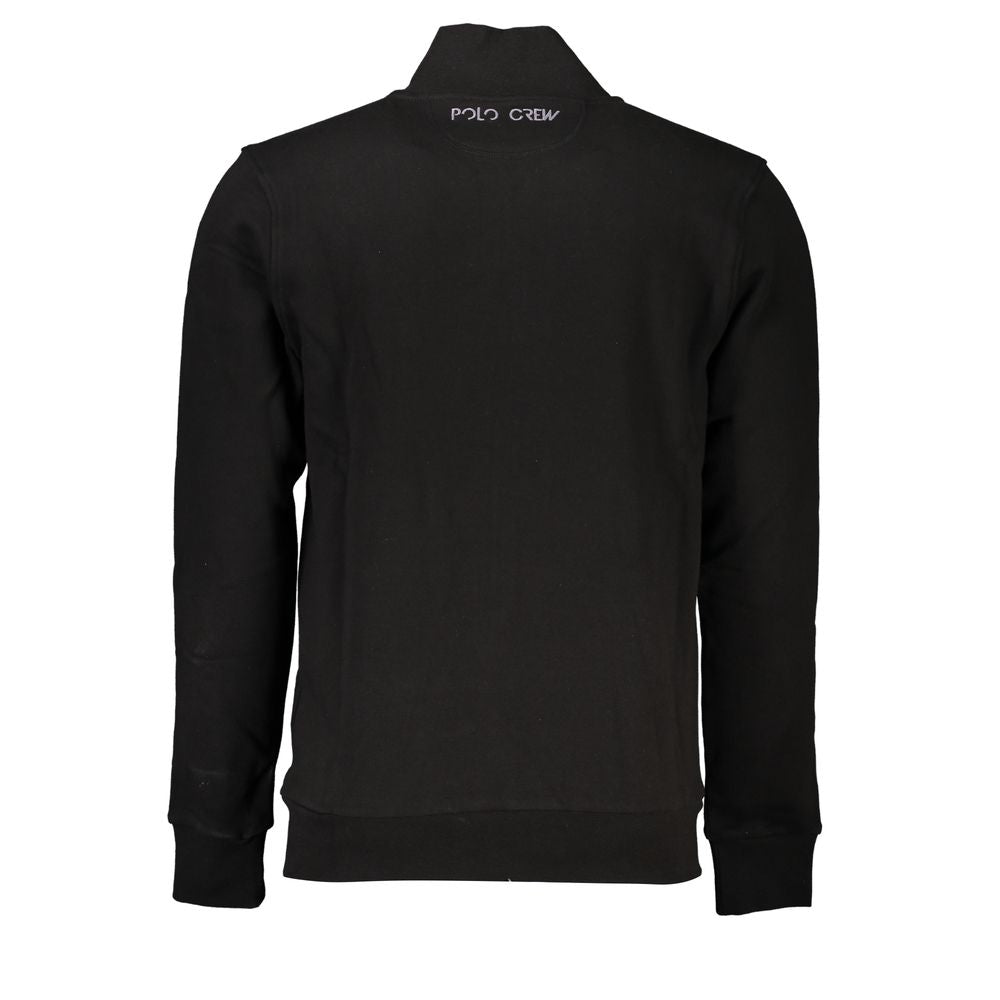 La Martina Schwarzer Baumwollpullover für Männer mit zentralen Taschen und Reißverschluss