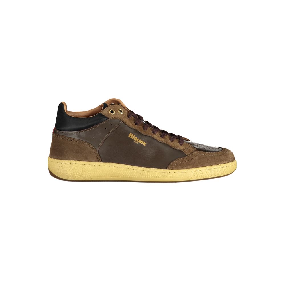 Blauer Braunes Leder Herren Sneaker