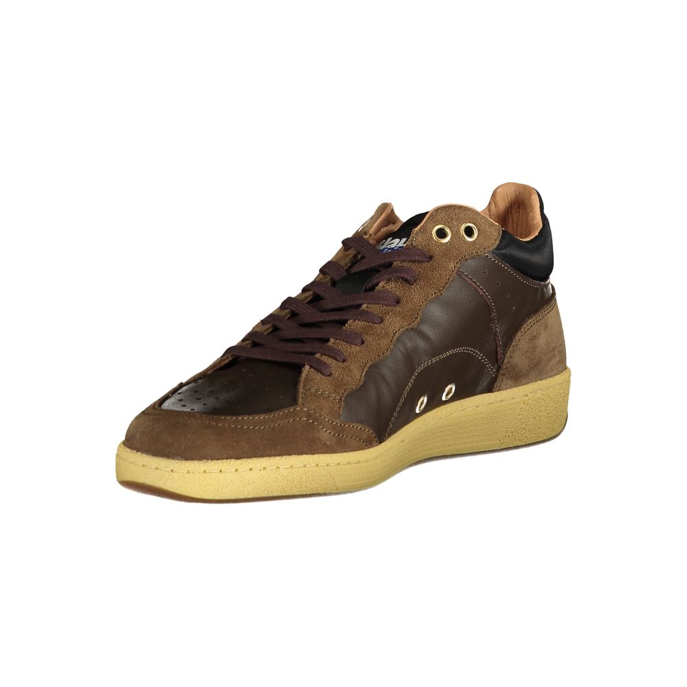 Blauer Braunes Leder Herren Sneaker