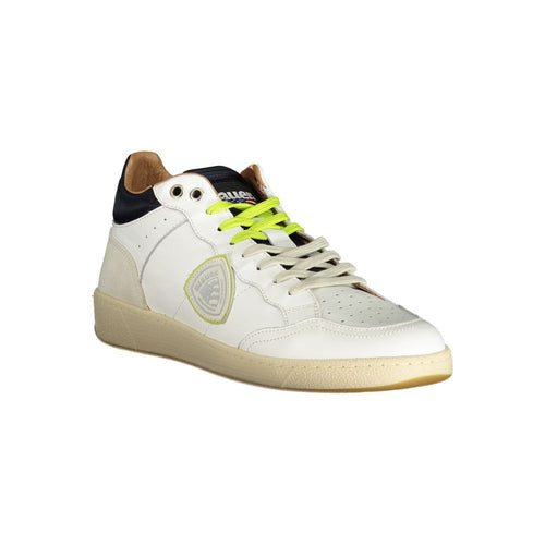 Blaue Weiße Leder Herren-Sneaker