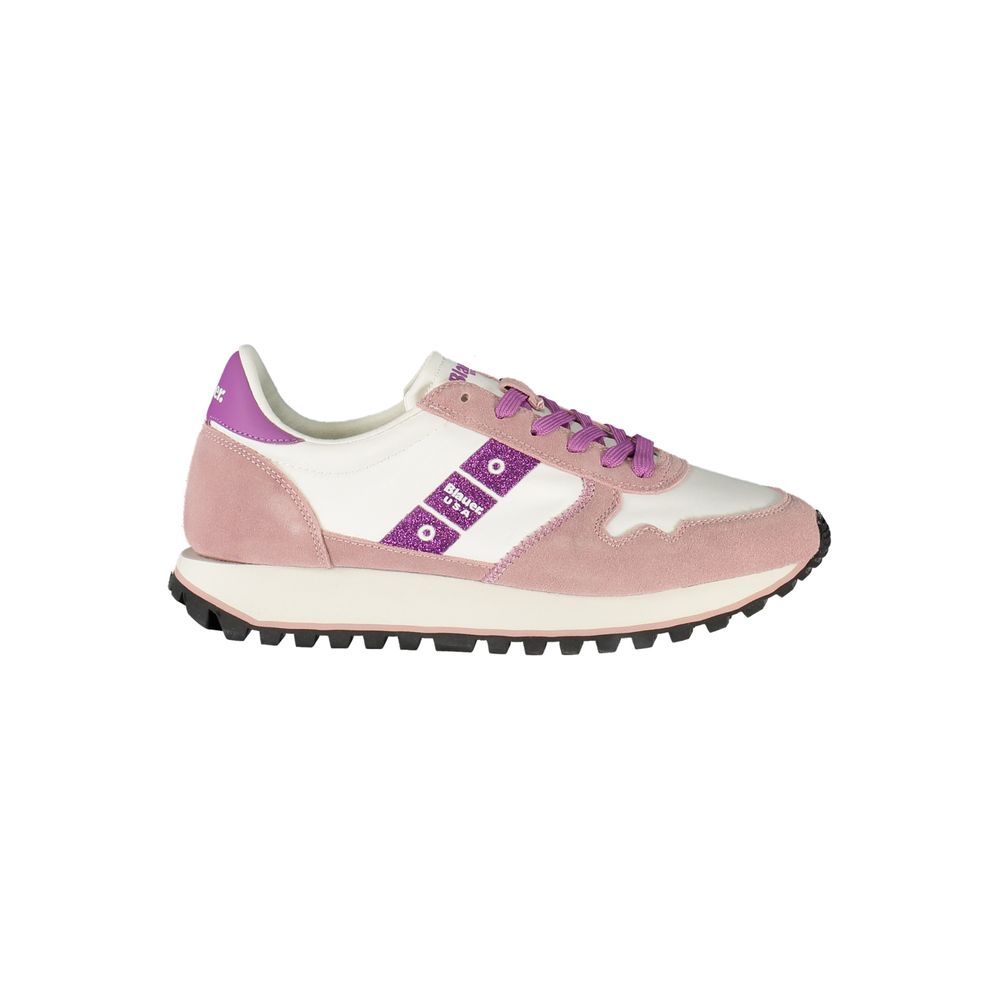 Blauer Weißes Leder Damen Sneaker