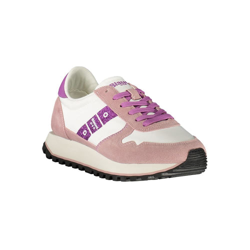 Blauer weißer Leder-Damensneaker