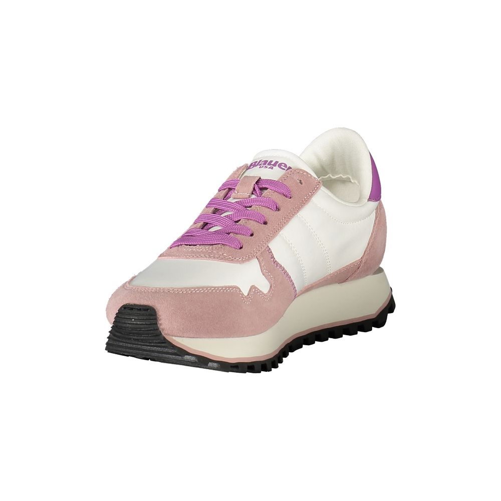 Blauer Weißes Leder Damen Sneaker