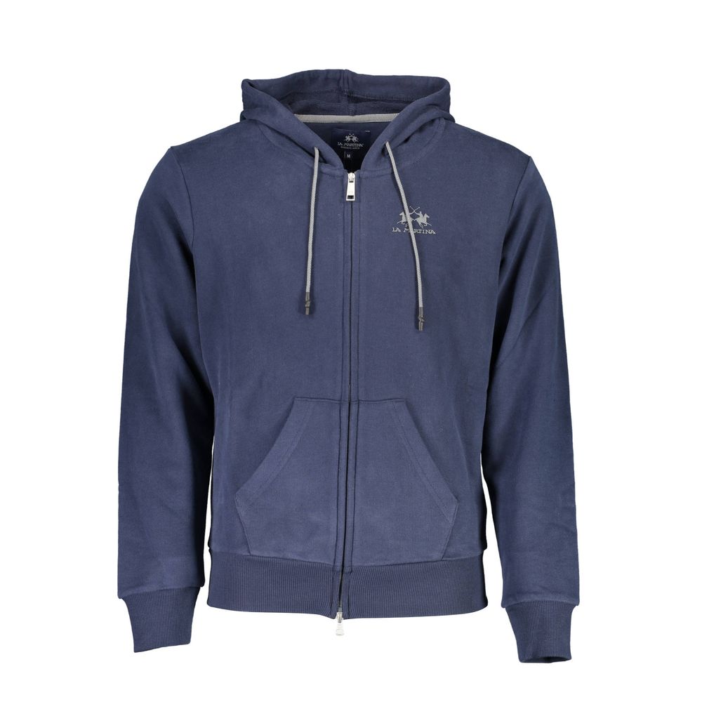 La Martina Blauer Baumwollpullover mit Kapuze für Männer