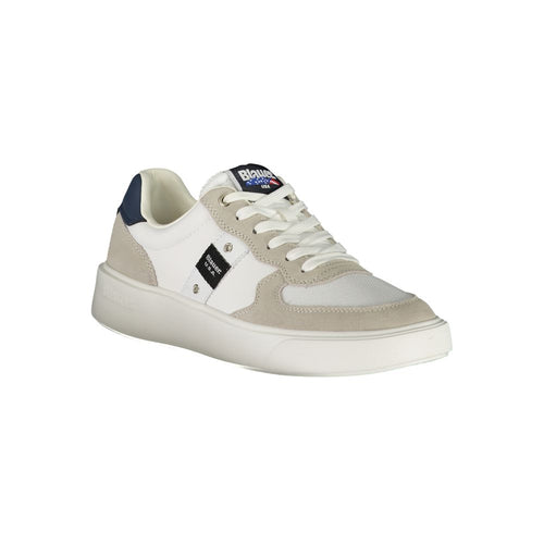 Blaue Weiße Leder Herren-Sneaker