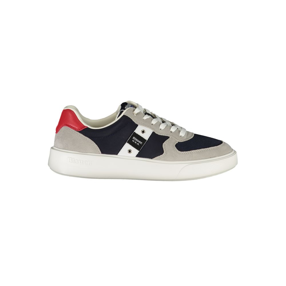 Blauer Blaue Leder Herren Sneaker