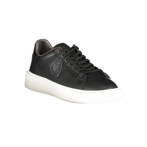 Blauer Schwarzes Leder Herren-Sneaker
