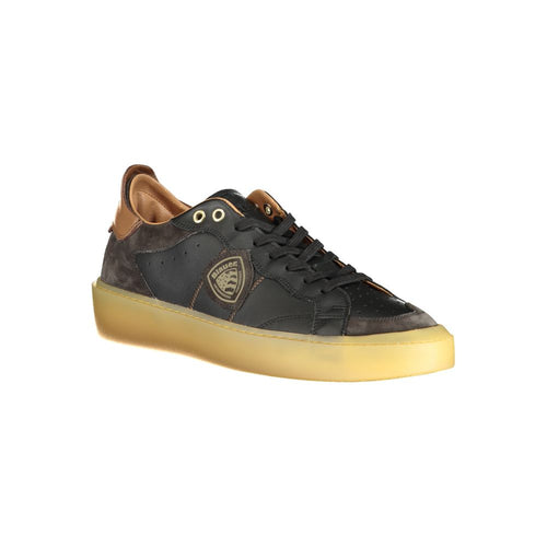 Blauer Schwarzes Leder Herren-Sneaker