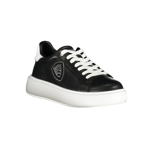Blauer Schwarzes Leder Damen-Sneaker