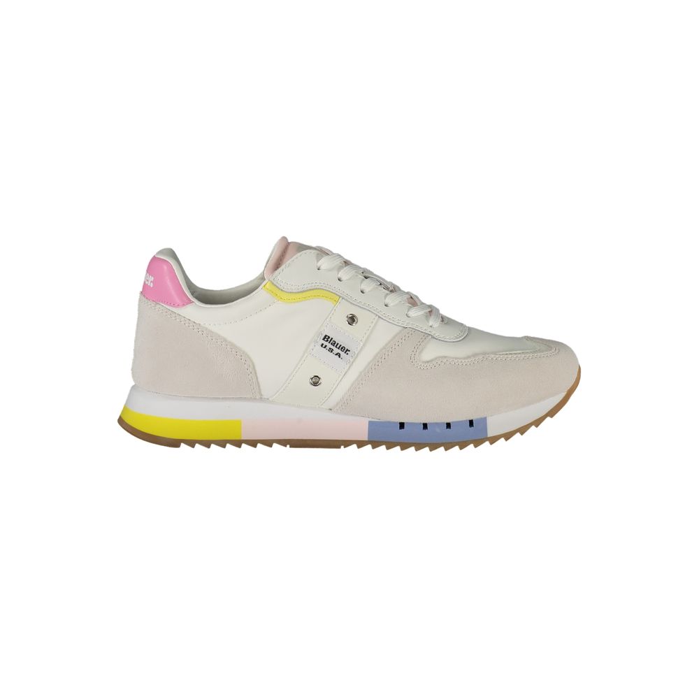 Blauer Weißes Leder Damen Sneaker