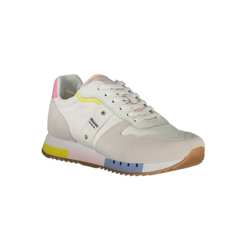 Blauer weißer Leder-Damensneaker