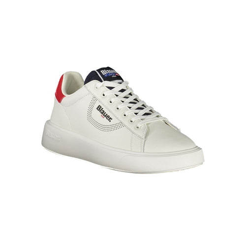 Blaue Weiße Leder Herren-Sneaker