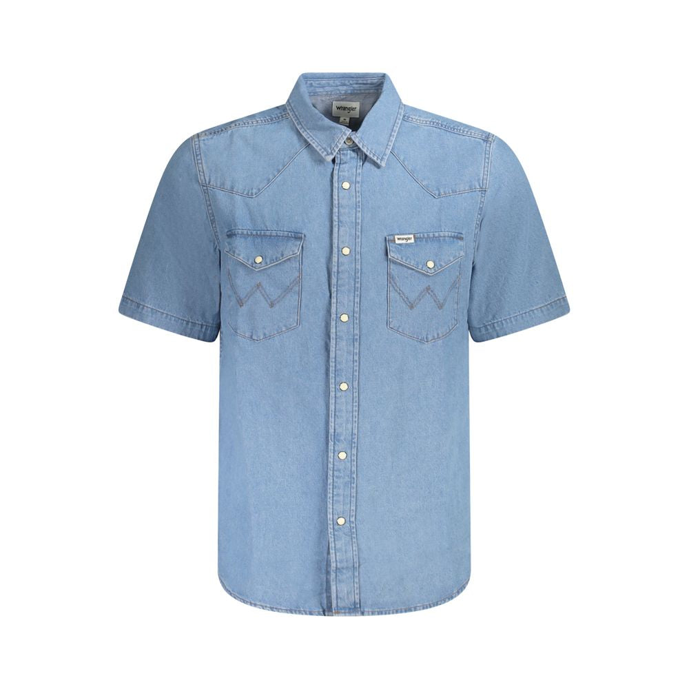 Wrangler Hellblaues Baumwollhemd für Männer