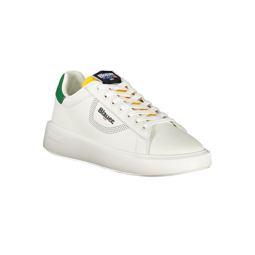 Blaue Weiße Leder Herren-Sneaker