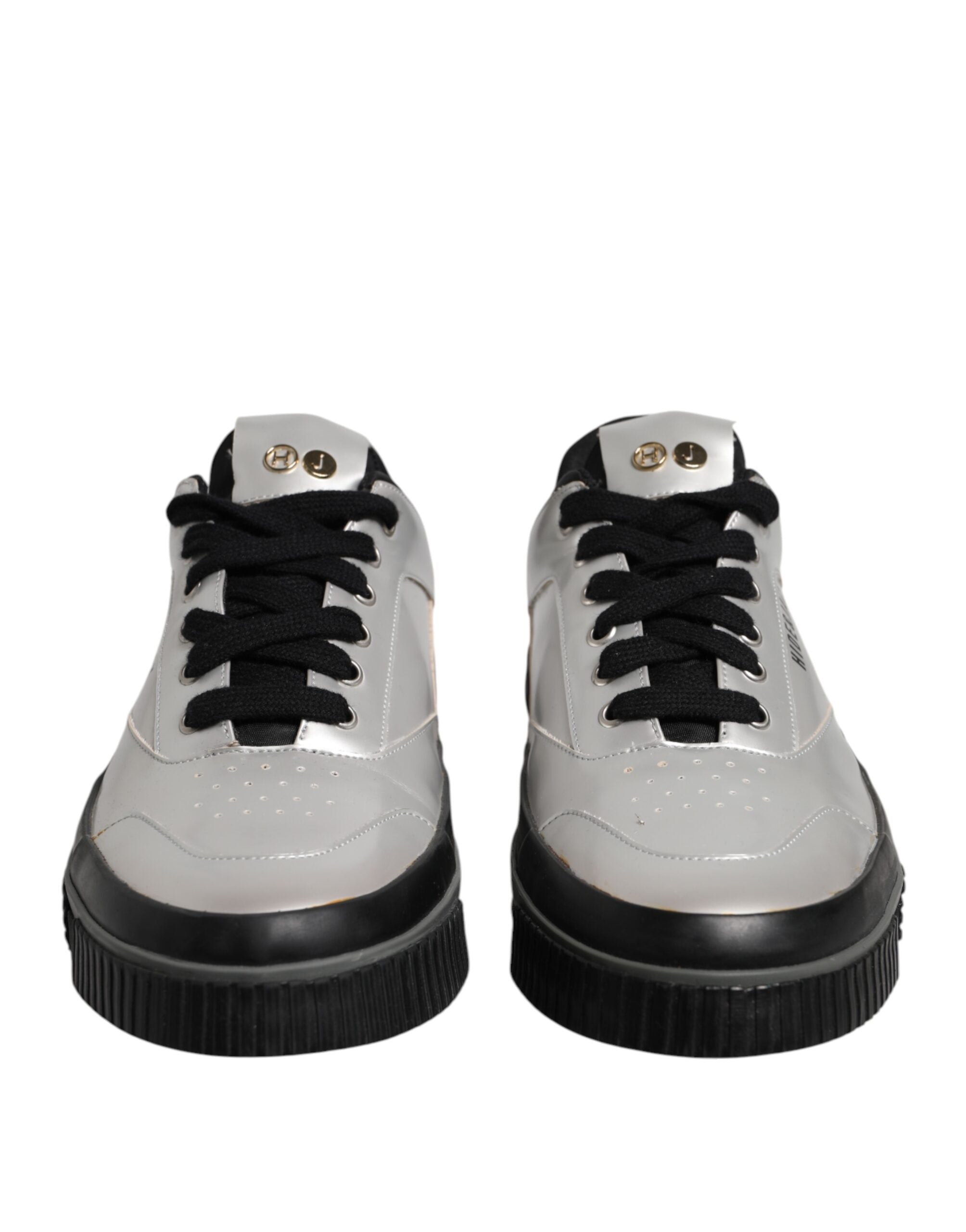 HIDE & JACK Metallic Silber Low Top Lace Up Sneakers Schuhe