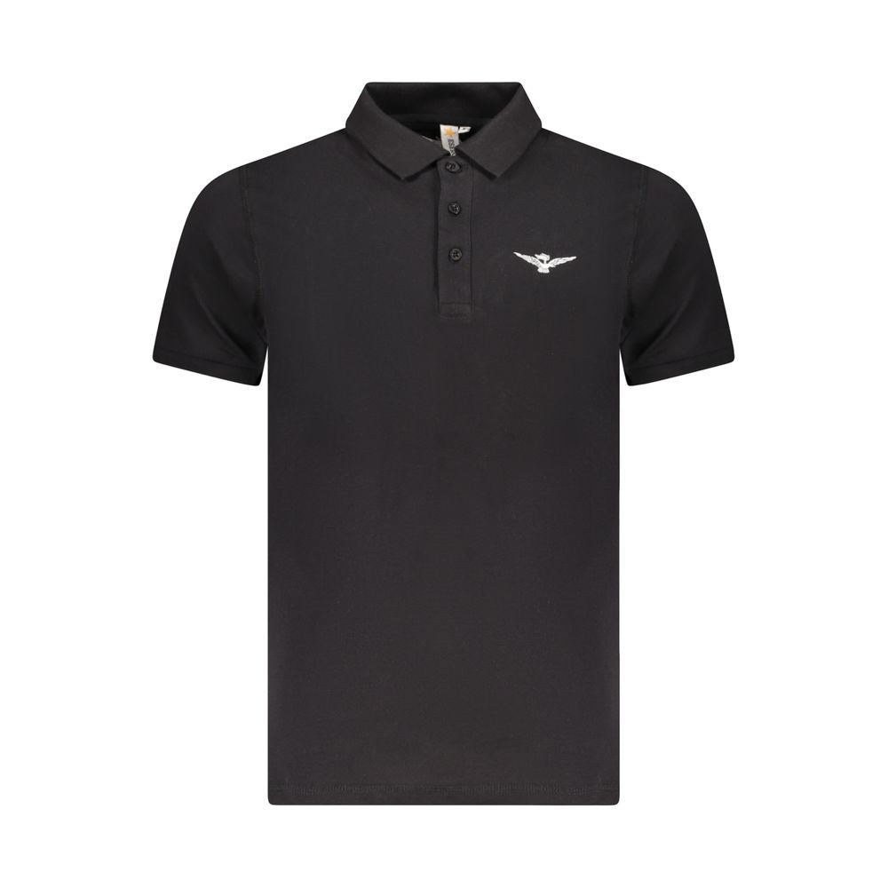 Accademia Militare Schwarzes Baumwoll-Poloshirt