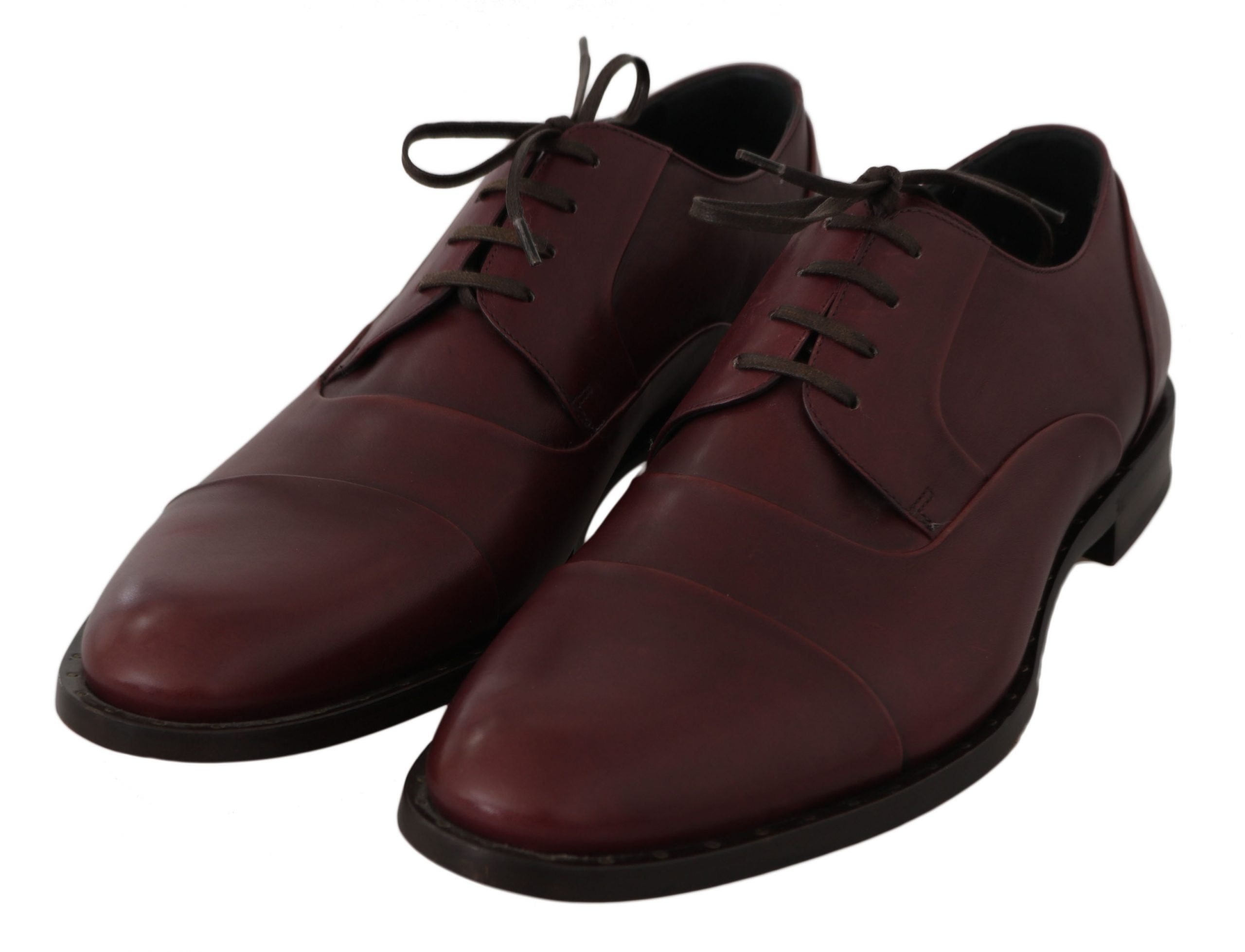 Dolce & Gabbana Rote Bordeaux Leder Derby Formelle Schuhe
