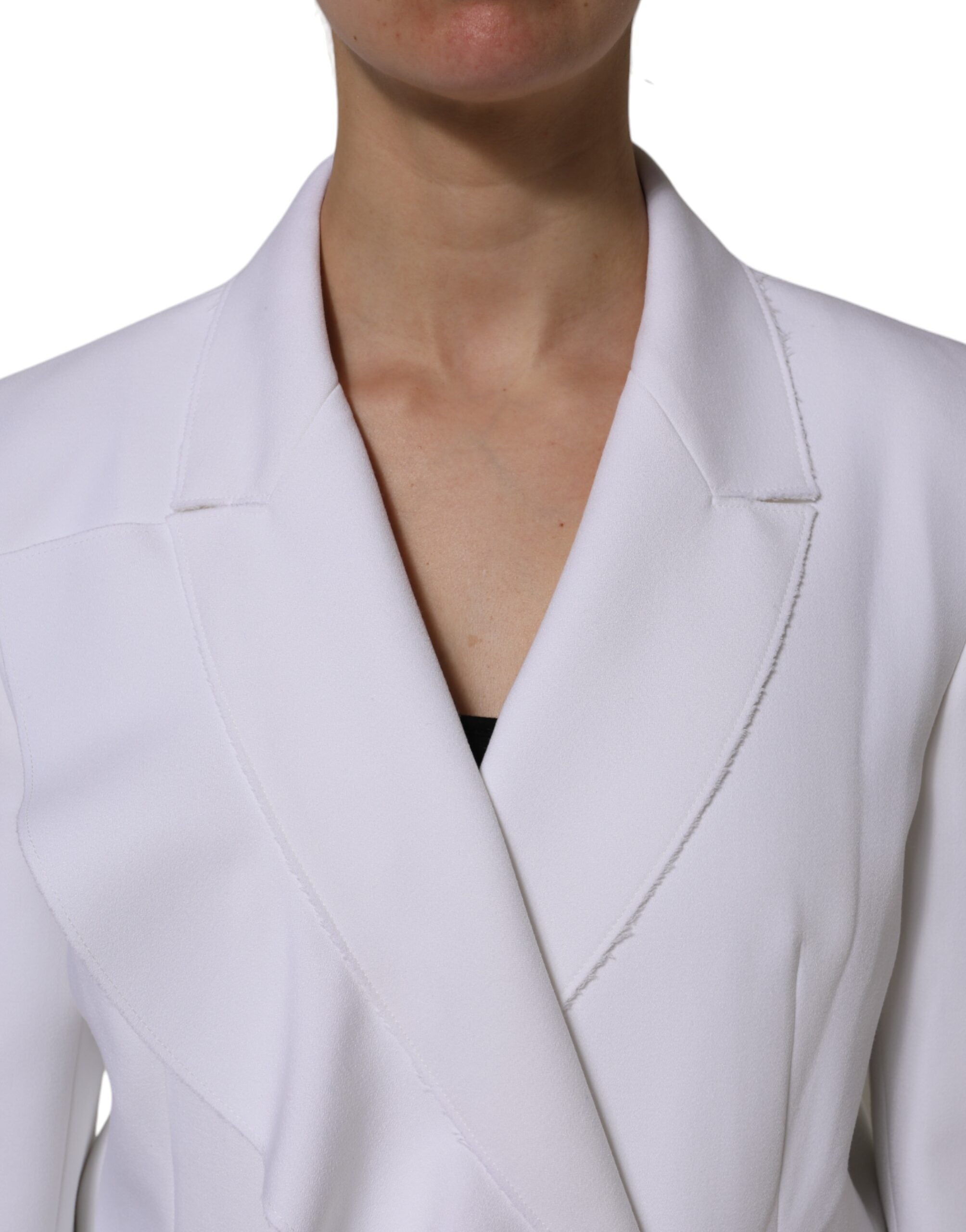 MSGM Weiße Polyesterjacke mit langen Ärmeln und geraffter Wickelstruktur