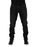 Dolce & Gabbana Black Cotton Logo Plaque Skinny Denim Jeans