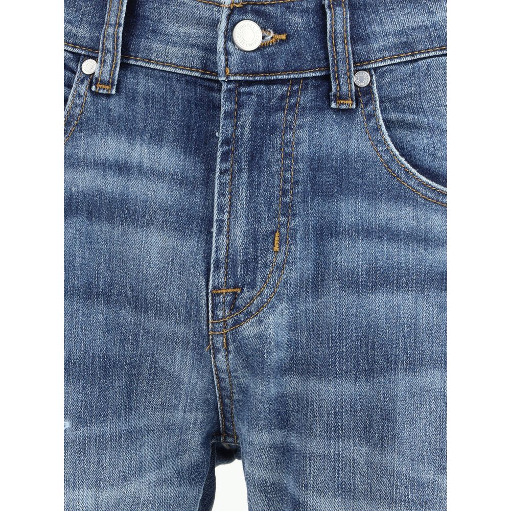 7FOR Gerade geschnittene Jeans aus blauem Baumwoll-Denim