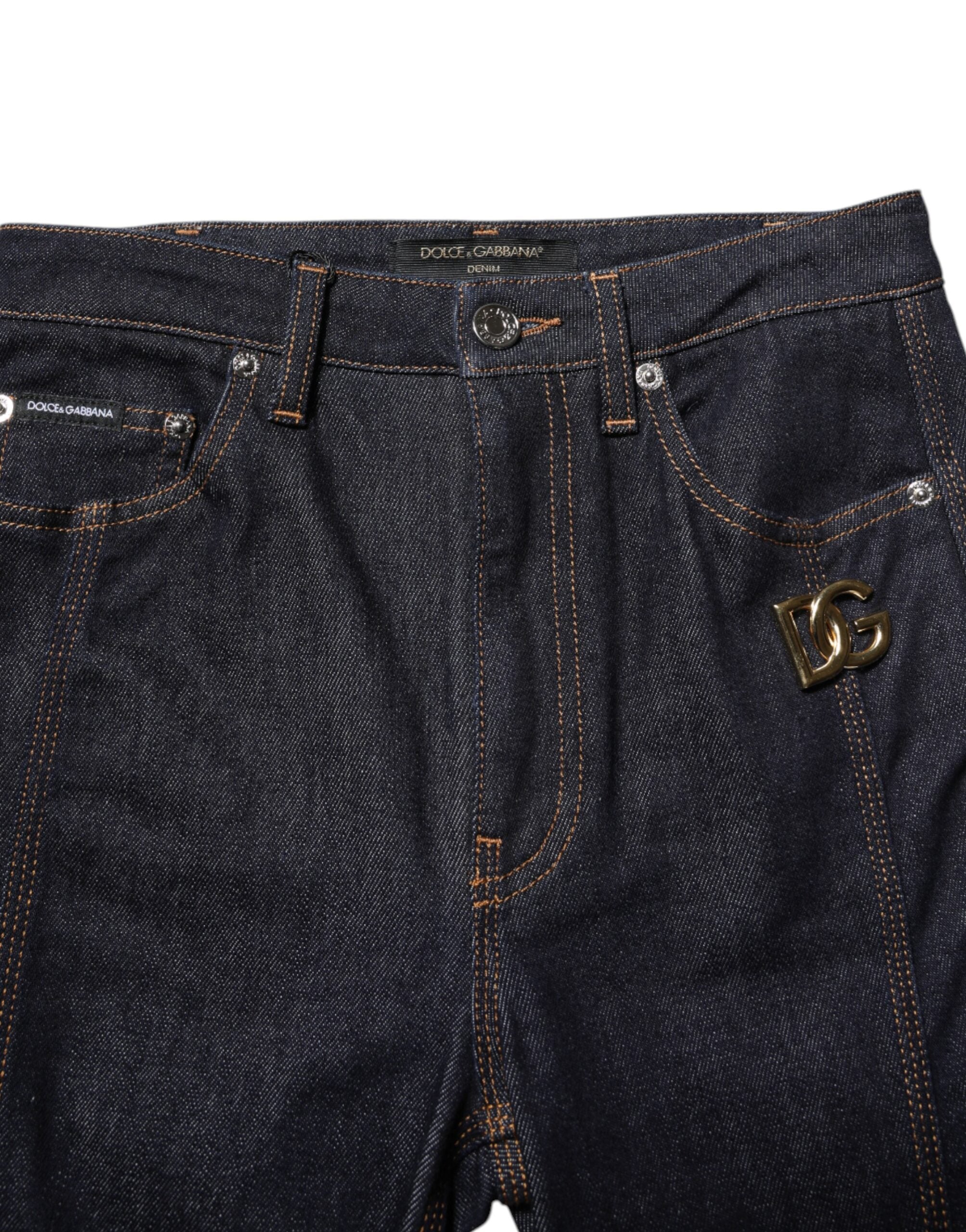 Dolce & Gabbana Black Cotton Mid Waist Bootcut Denim Jeans