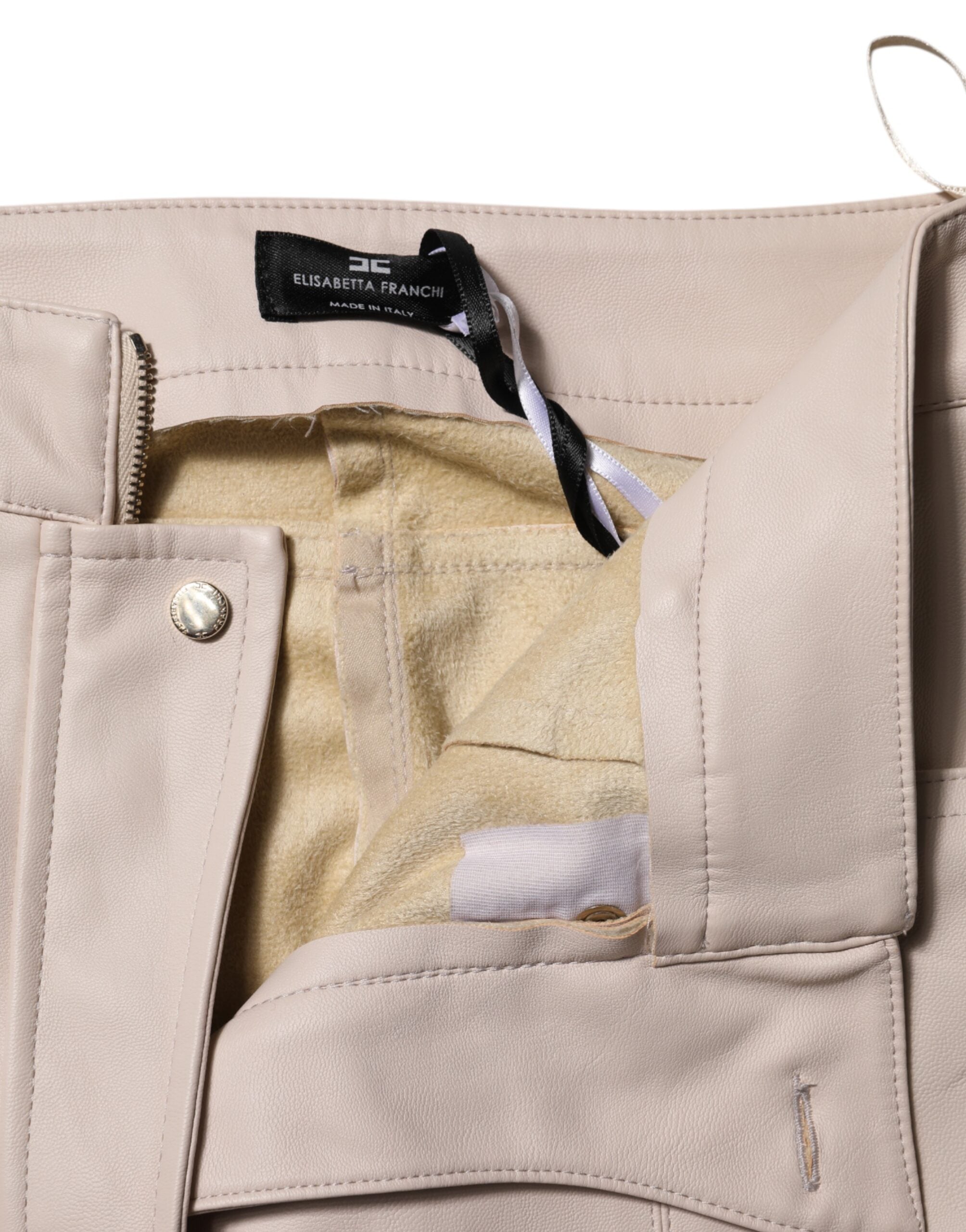 Elisabetta Franchi Beige Taillierte Hose mit hoher Taille