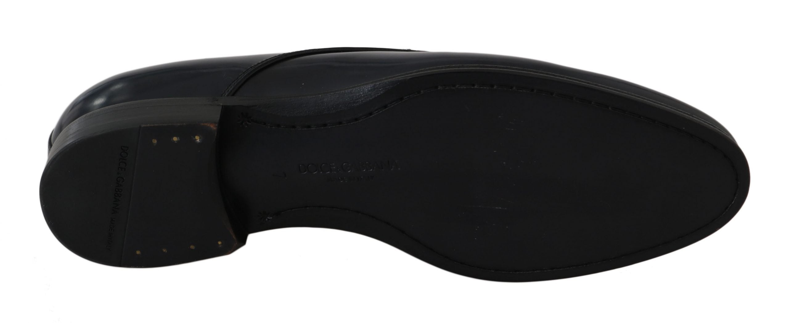 Dolce & Gabbana Blau Leder Kleid Derby Formale Herrenschuhe