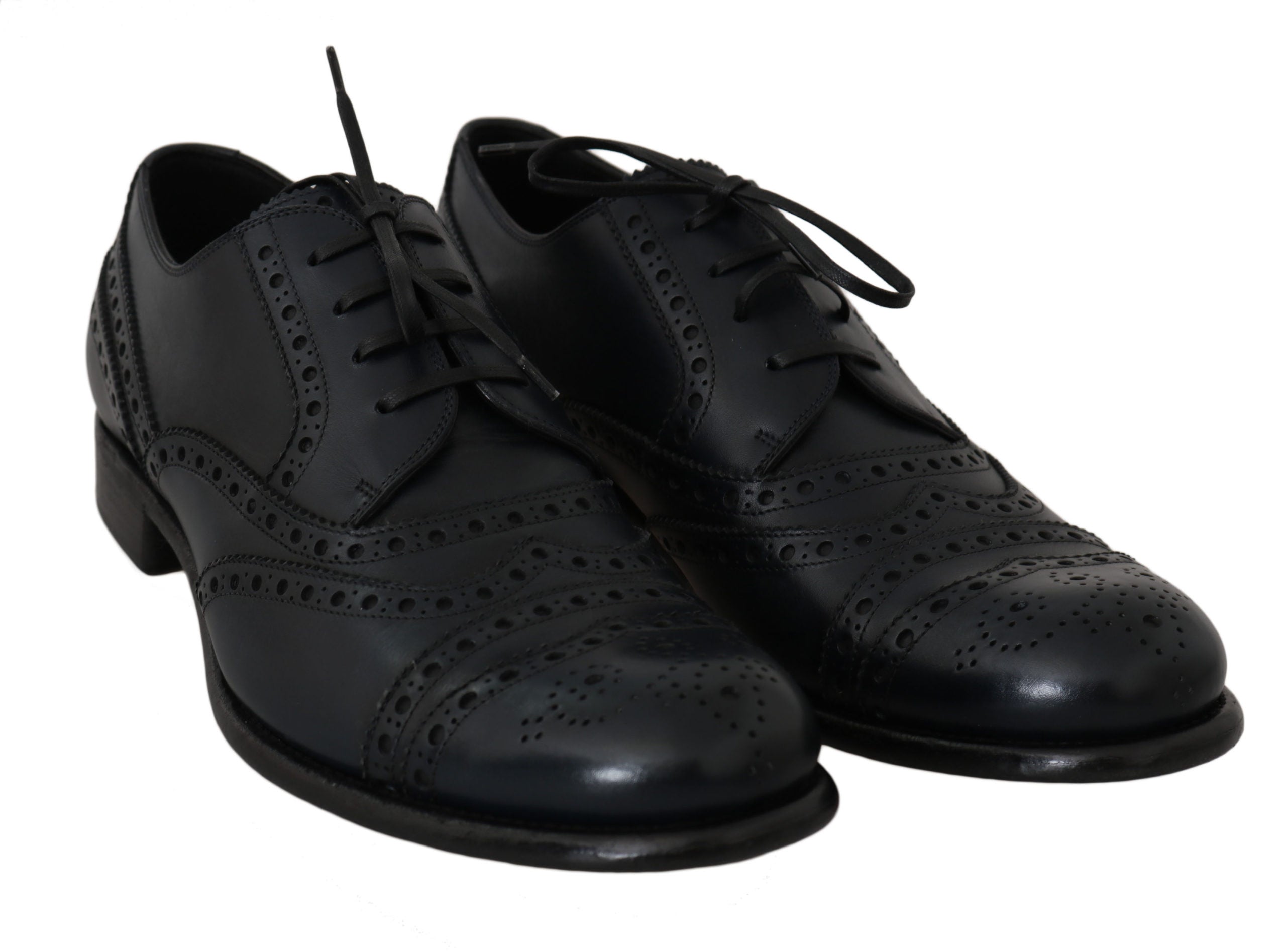 Dolce & Gabbana Dunkelblaue Leder Wingtip Oxford Dress Schuhe