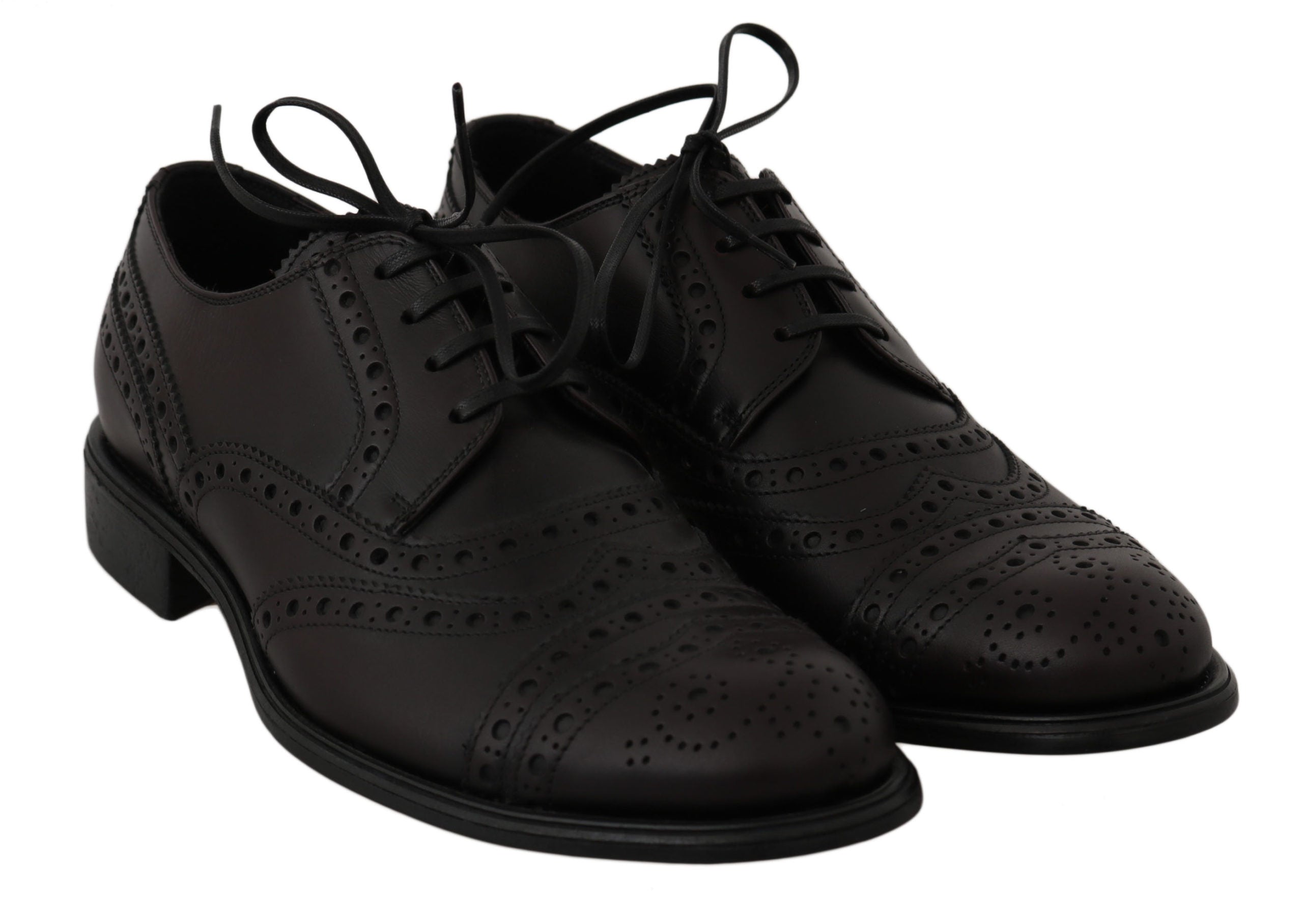 Dolce & Gabbana Schwarze Leder Wingtip Oxford Dress Schuhe