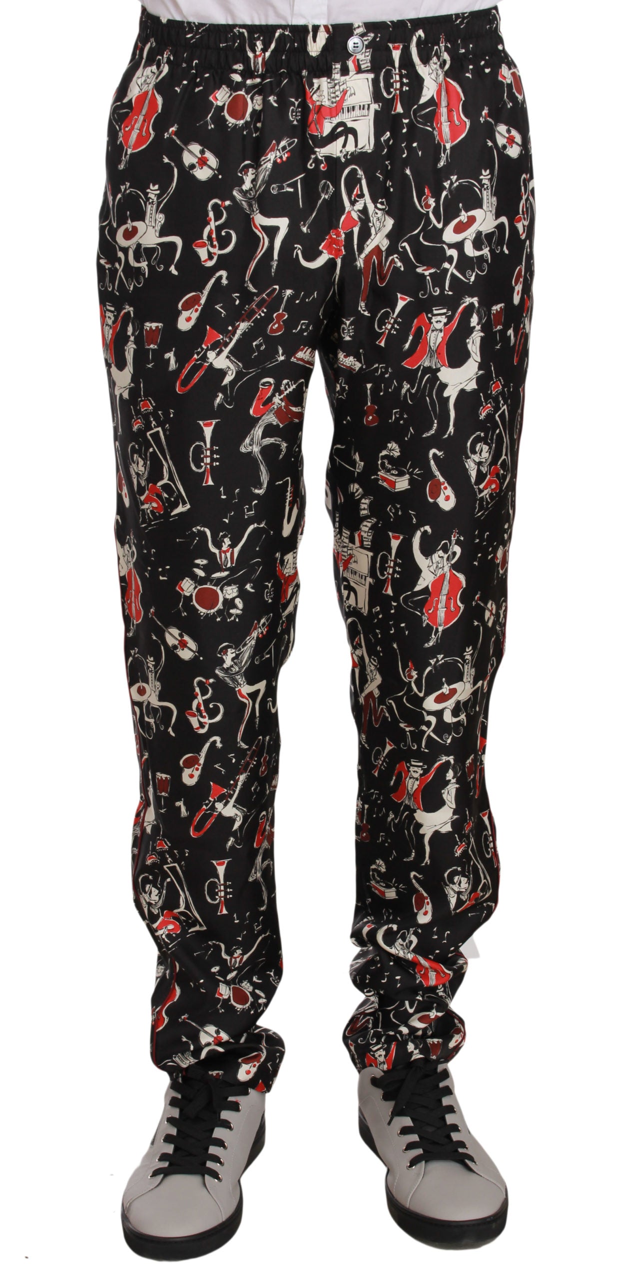 Dolce & Gabbana Rote Musikinstrumenten-Print Nachtwäsche-Hose