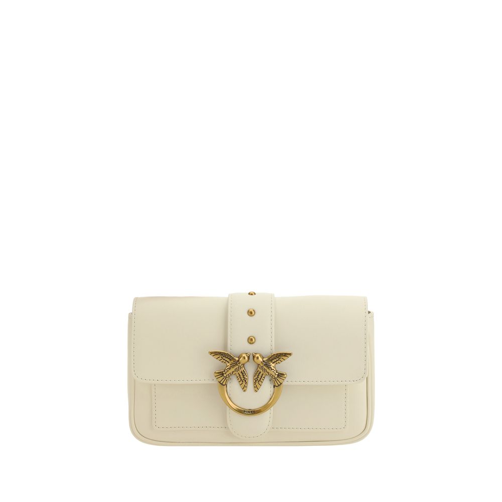 PINKO Weiße Kalbshaut Bos Taurus Schultertasche