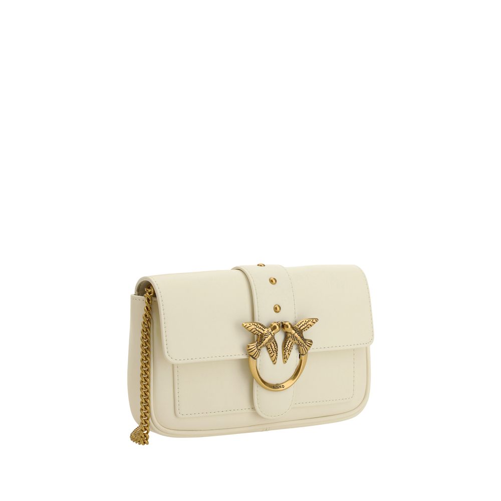 PINKO Weiße Kalbshaut Bos Taurus Schultertasche