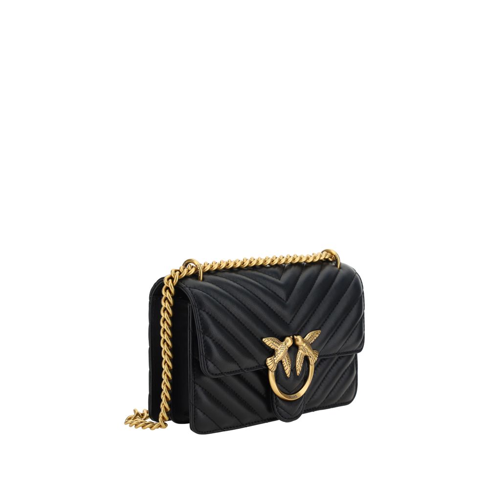PINKO Schwarze Kalbshaut Bos Taurus Schultertasche