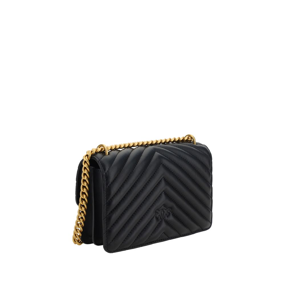 PINKO Schwarze Kalbshaut Bos Taurus Schultertasche